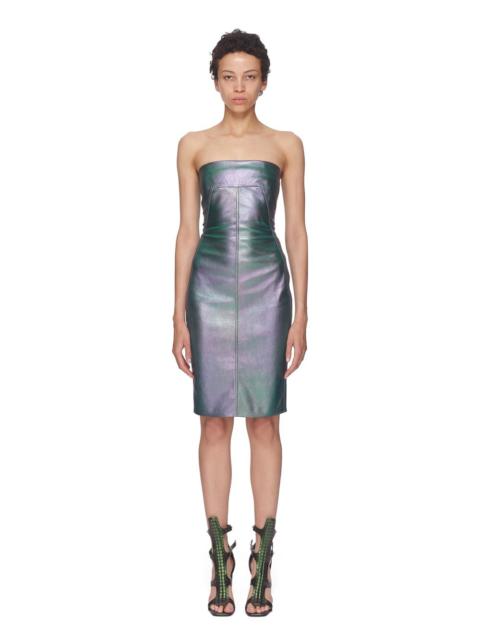 Green Bustier Leather Midi Dress