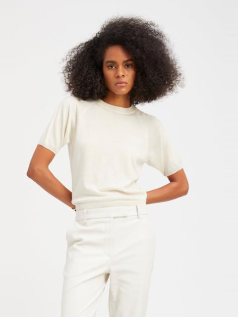 CHALK CASHMERE SHORT SLEEVE RAGLAN SWEATER