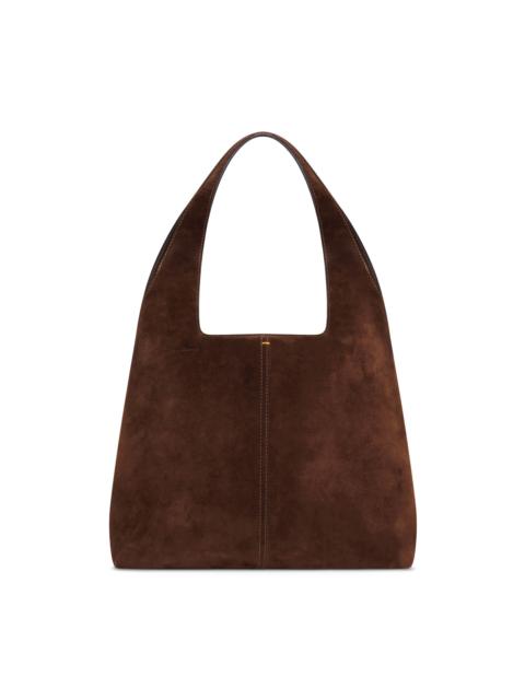 Dark brown suede shoulder bag