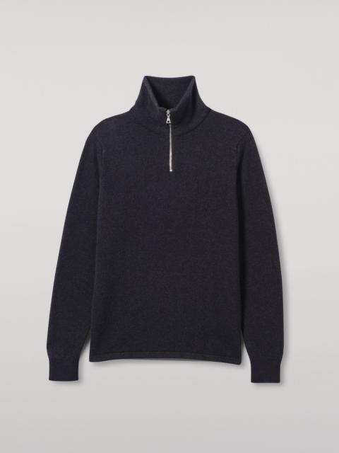Tweel Navy & Grey Cashmere Half Zip Jumper