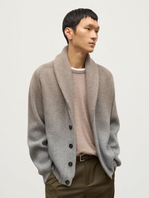 Pioneer Light Brown to Grey Shawl Collar Cashmere Cardigan