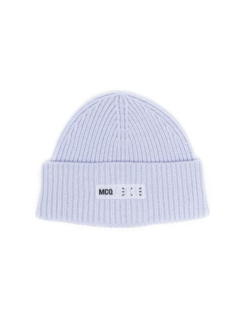 logo-print ribbed-knit beanie