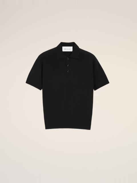 BLACK KNIT SHORT SLEEVES POLO