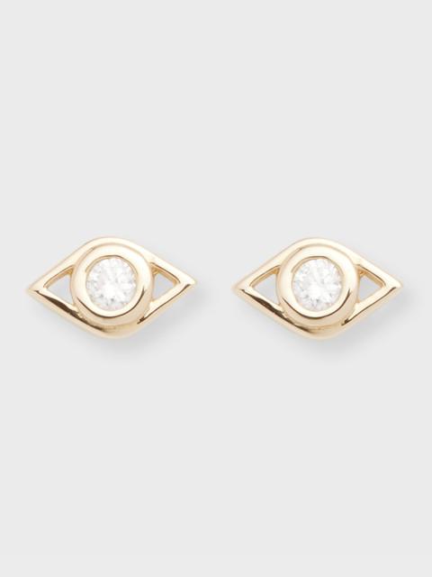 14k Diamond Evil Eye Stud Earring, Single