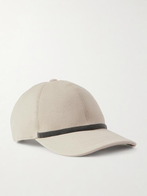 Bead-embellished Cotton-blend Twill Baseball Cap