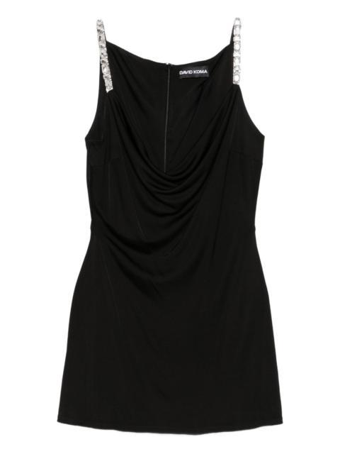 crystal-embellished cowl-neck dress
