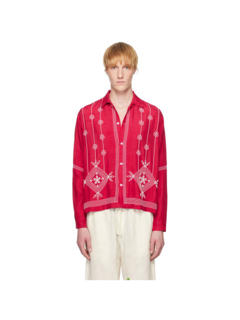 Red & White Beadwork Shirt