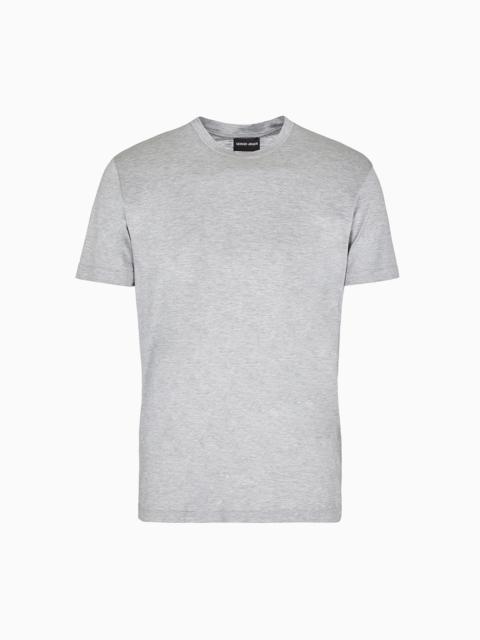 Plain-knit jersey T-shirt in a silk-and-cotton blend
