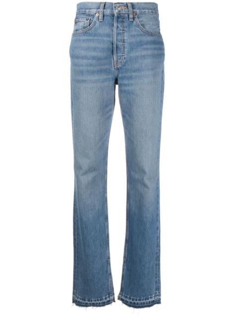 ankle-slit high-waisted jeans