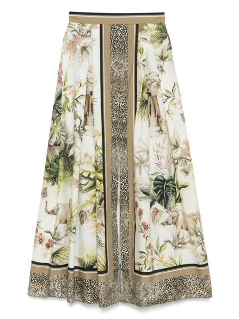 Savannah-print long skirt