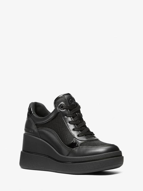 Emmy Leather and Mesh Wedge Trainer