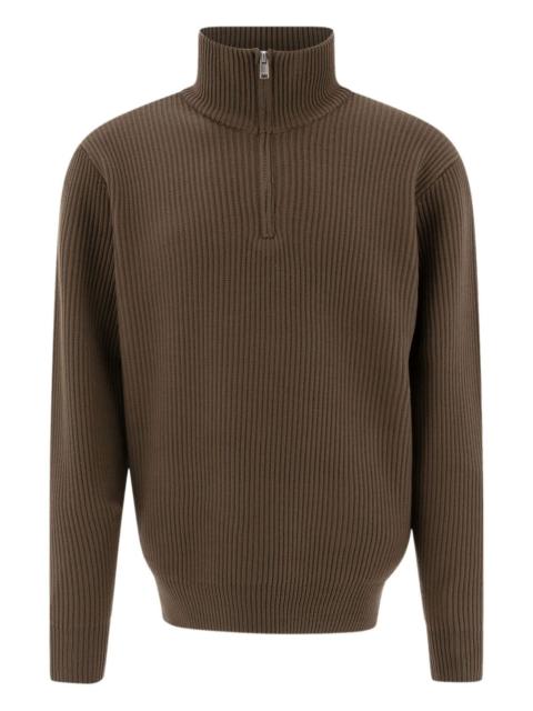 ribbed zip-neck sweater