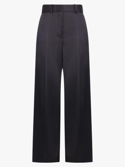 TWILL WIDE LEG TAILORED TROUSERS | BLACK