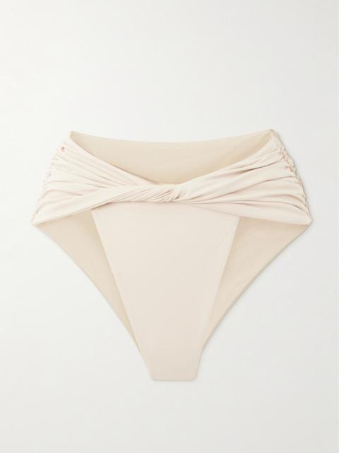 Twist-front Ruched Bikini Briefs