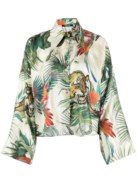 graphic-print silk shirt