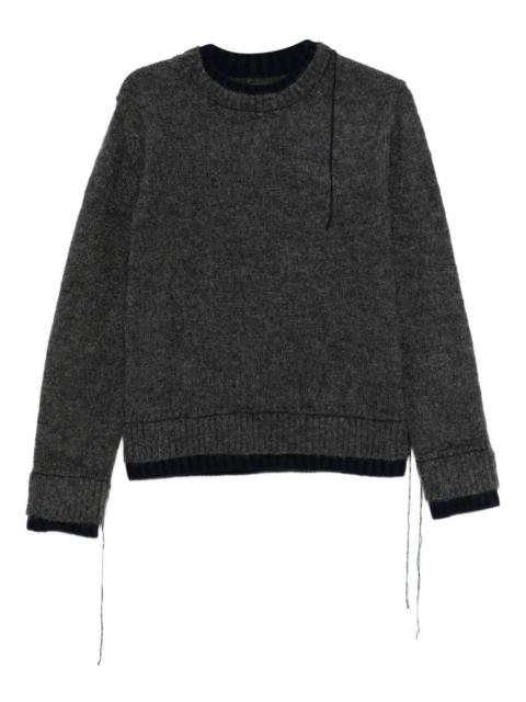 double-layered frayed-edge sweater