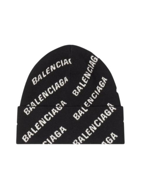 Balenciaga Mini Allover Logo Beanie Black/White