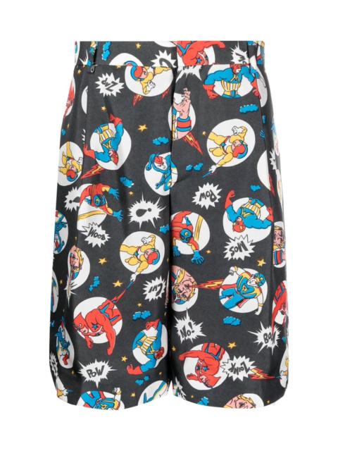 COMIC-PRINT SILK SHORTS