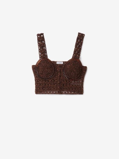 Cropped Crochet Mouliné Cotton Top