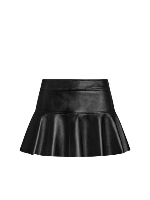 SHINY PLONGE MINI SKIRT WITH RUFFLED BOTTOM