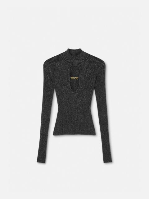 Logo Cutout Turtleneck Top