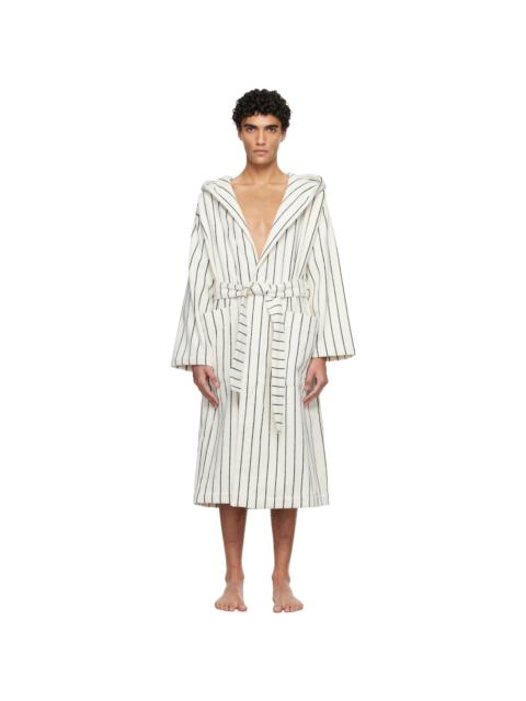 White & Green Terry Hooded Bathrobe