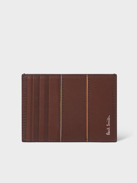 Dark Red Panel Leather Card Holder