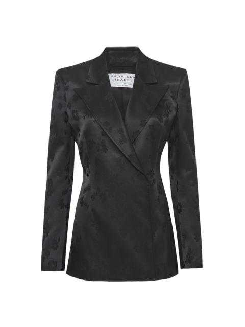 Aleah Blazer in Black Embroidered Silk