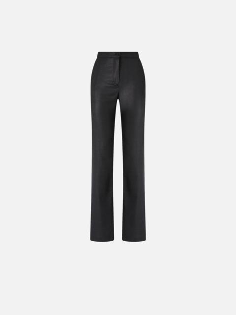 SHINY-EFFECT STRAIGHT-LEG PINSTRIPED TROUSERS