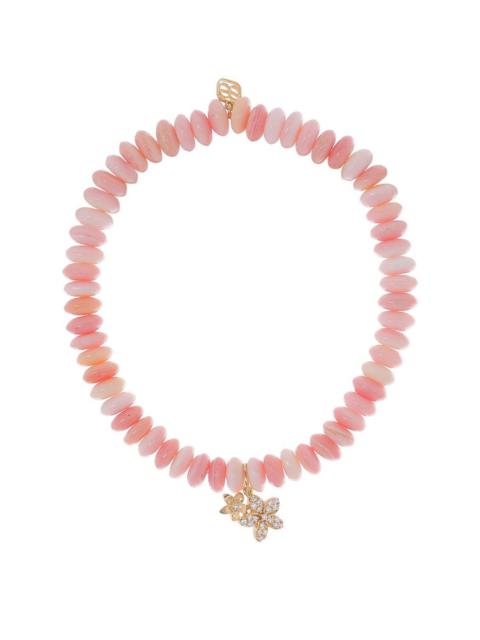 Small Plumeria Pink Conch Double Charm Bracelet