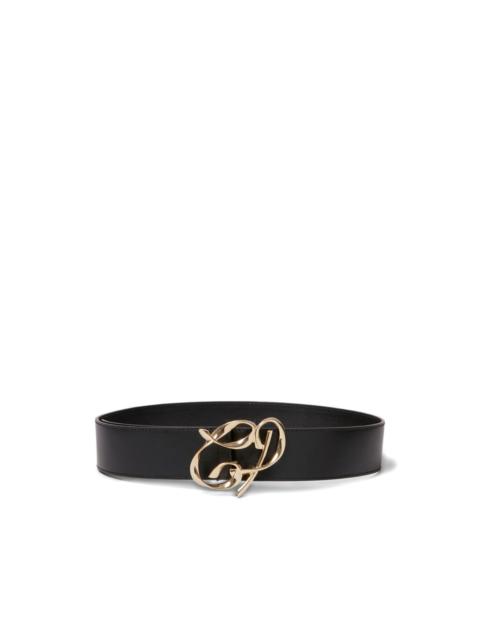 logo-plaque suede belt