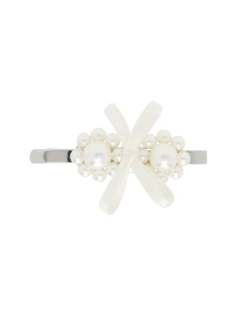 White Petite Bow Mini Flower Hair Clip