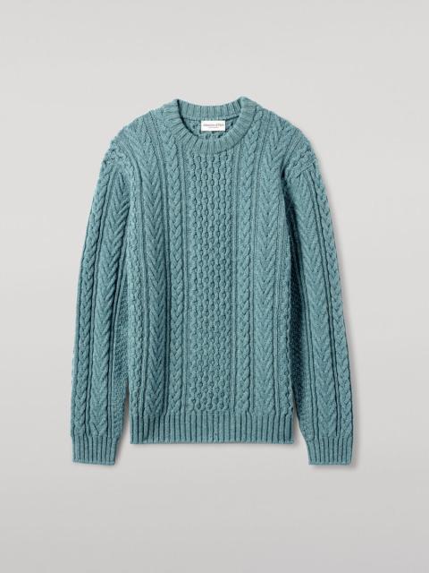 Aran Cable Green Cashmere Jumper