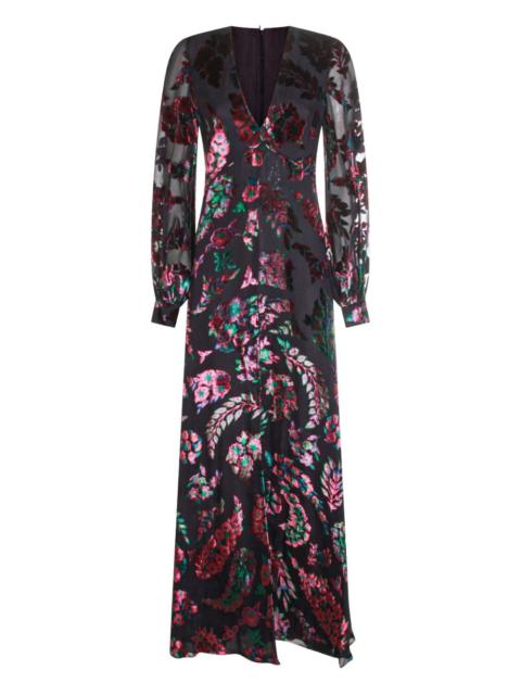 floral-velvet maxi dress