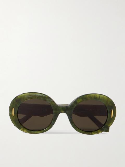 Round-frame Marbled Acetate Sunglasses