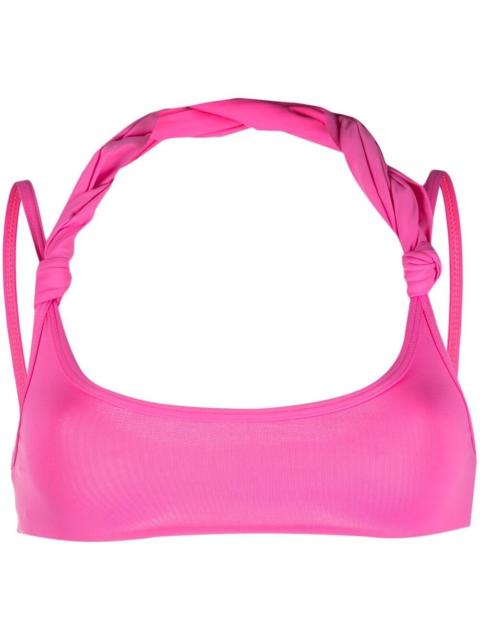 knot-detail halterneck bikini top