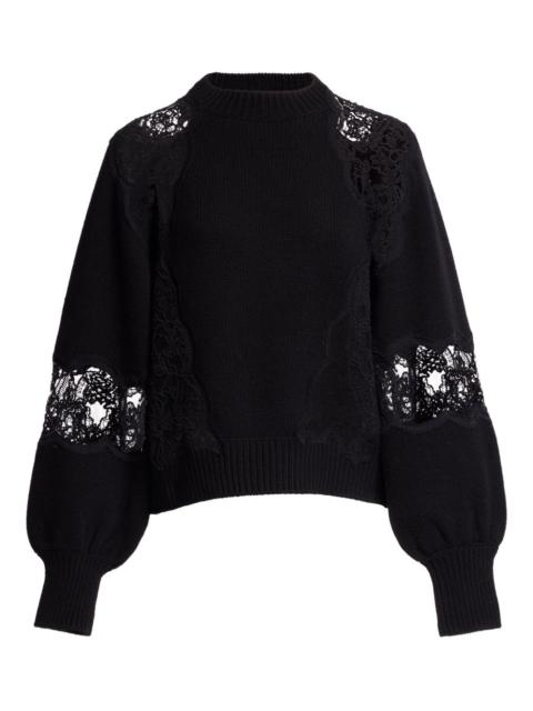 lace-panel sweater