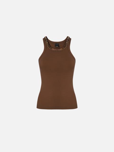 RIBBED TOP WITH BEJEWELLED EMBELLISHMENT