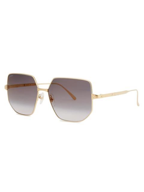 Cartier Santos De Cartier Gold-tone Square-frame, Sunglasses, Gold