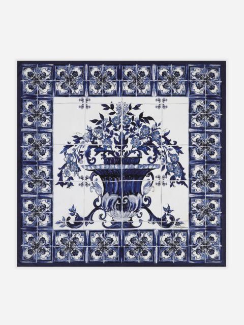 Majolica-print twill scarf (90 x 90)