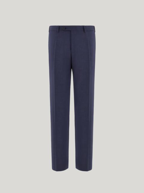 BLUE HIGH-WAISTED PLEATLESS STRETCH WOOL PANTS