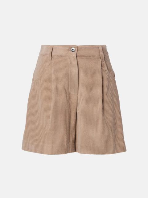High-rise cotton corduroy shorts