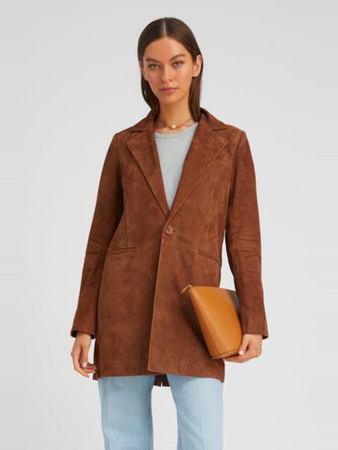 DARK COGNAC SUEDE LONG BLAZER