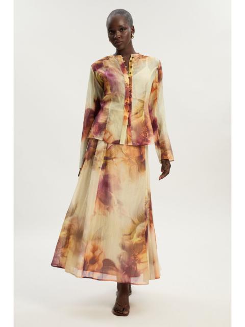 Floral Print Crinkle Georgette Woven Midi Skirt