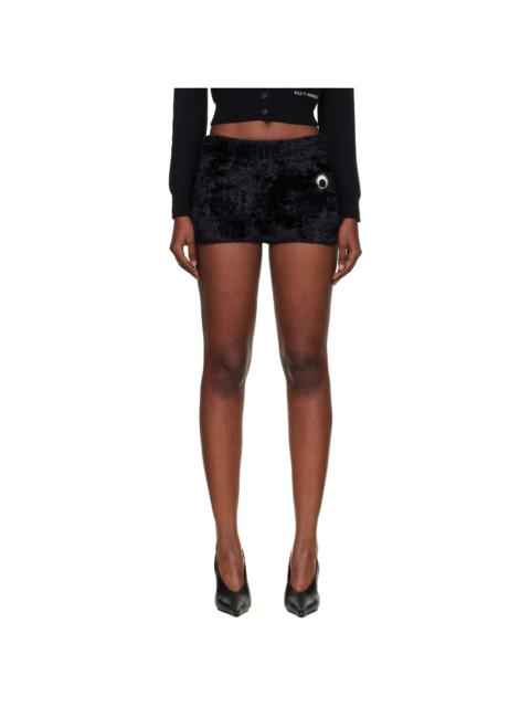 Black Wild Fluffy Knit Shorts