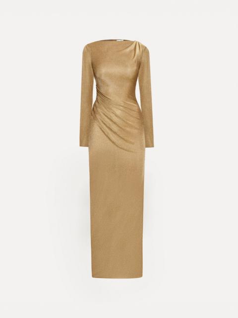 METALLIC JERSEY DRAPED GOWN