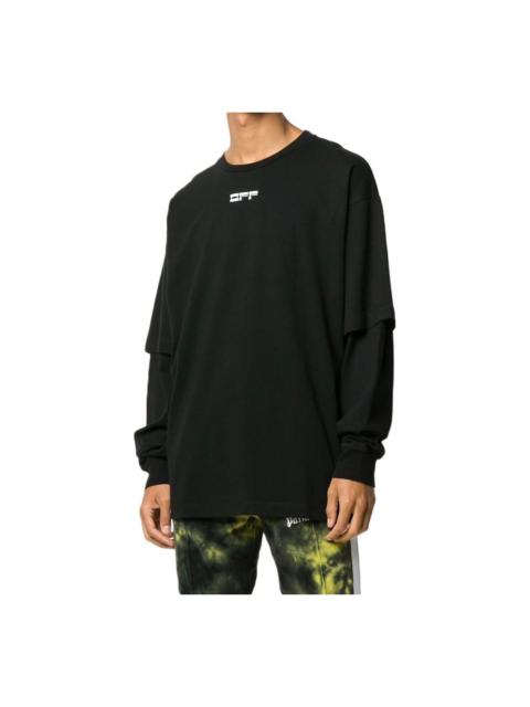 Off-White Back Mask Human Face Printing Round Neck Black OMAB022E20JER0051001