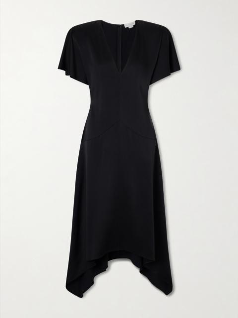 Paneled Hammered-satin Midi Dress