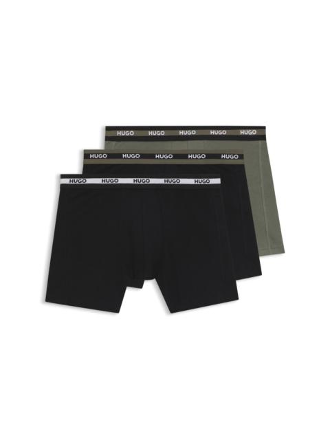 THREE-PACK OF BRANDED BOXER BRIEFS IN STRETCH COTTON