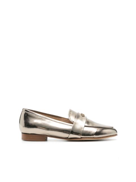 logo-plaque metallic loafers